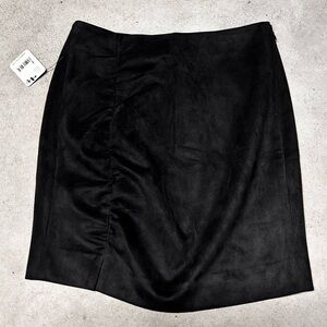 NWT Free People Ava's Vegan Mini Skirt Black Suede Ruched Side Size 4